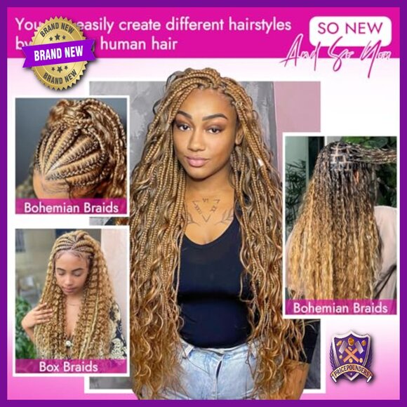 Deep Wave Human Hair Braiding Extensions 18 Inch 2 Bundles 50g